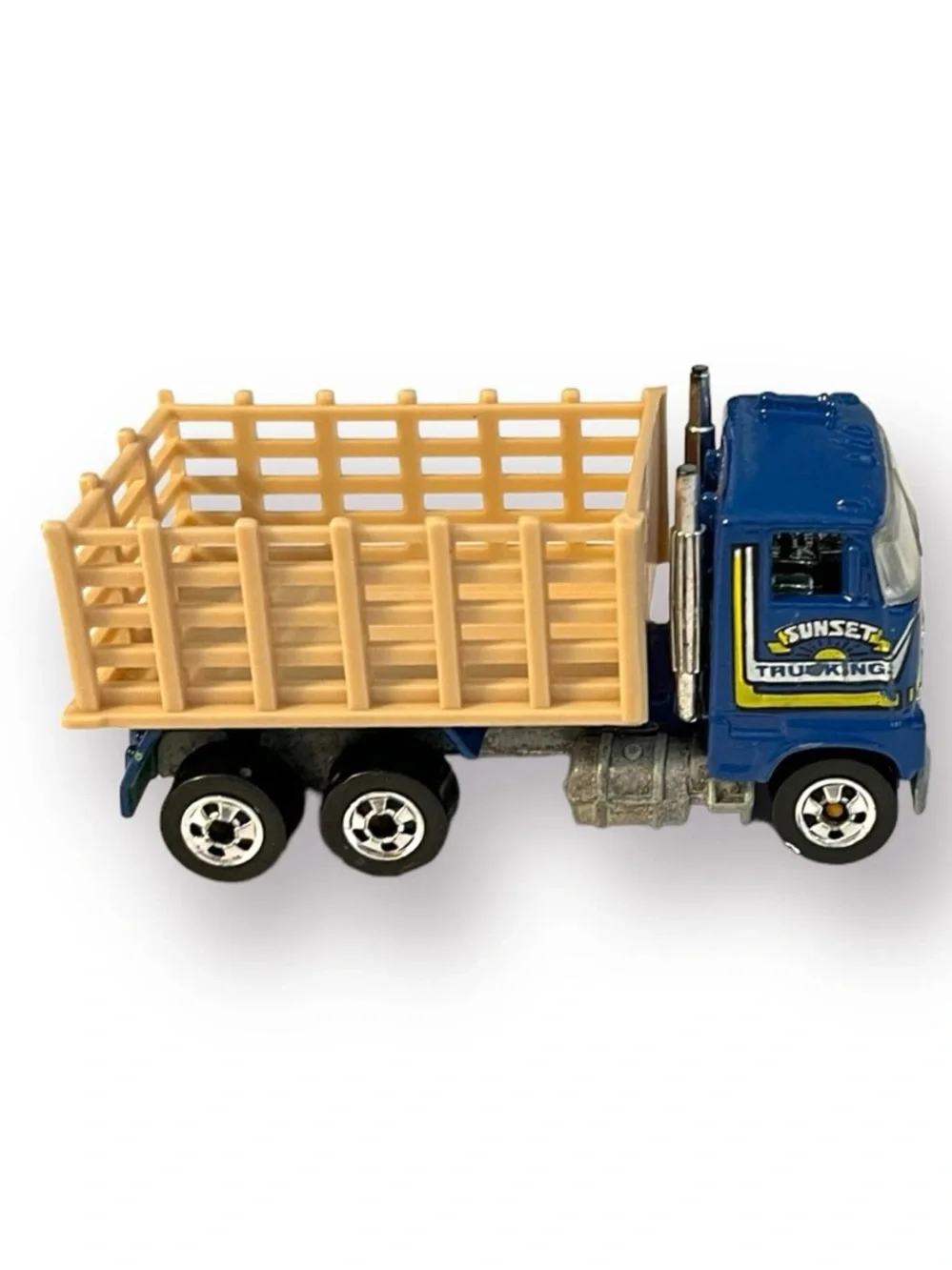 Hot Wheels 1981 COE Ford Blue Cab Dump Truck Sunset Trucking Stake Body Bed BW